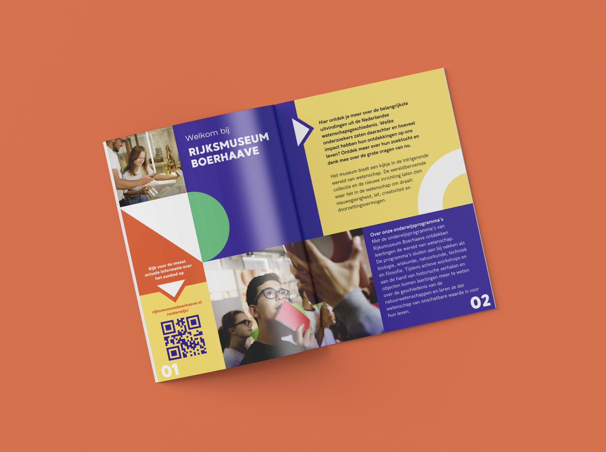 Speels en modern campagnebeeld voor educatieprogramma Rijksmuseum Boerhaave – kleurrijk en creatief grafisch ontwerp