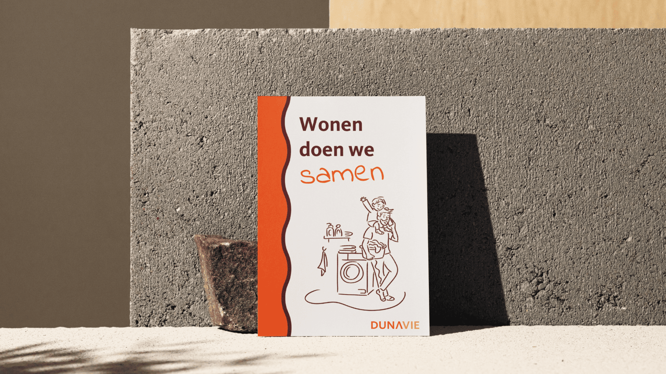 Huisstijl en illustraties toegepast op communicatiemiddelen voor Dunavie, ontworpen door grafisch ontwerper gespecialiseerd in branding