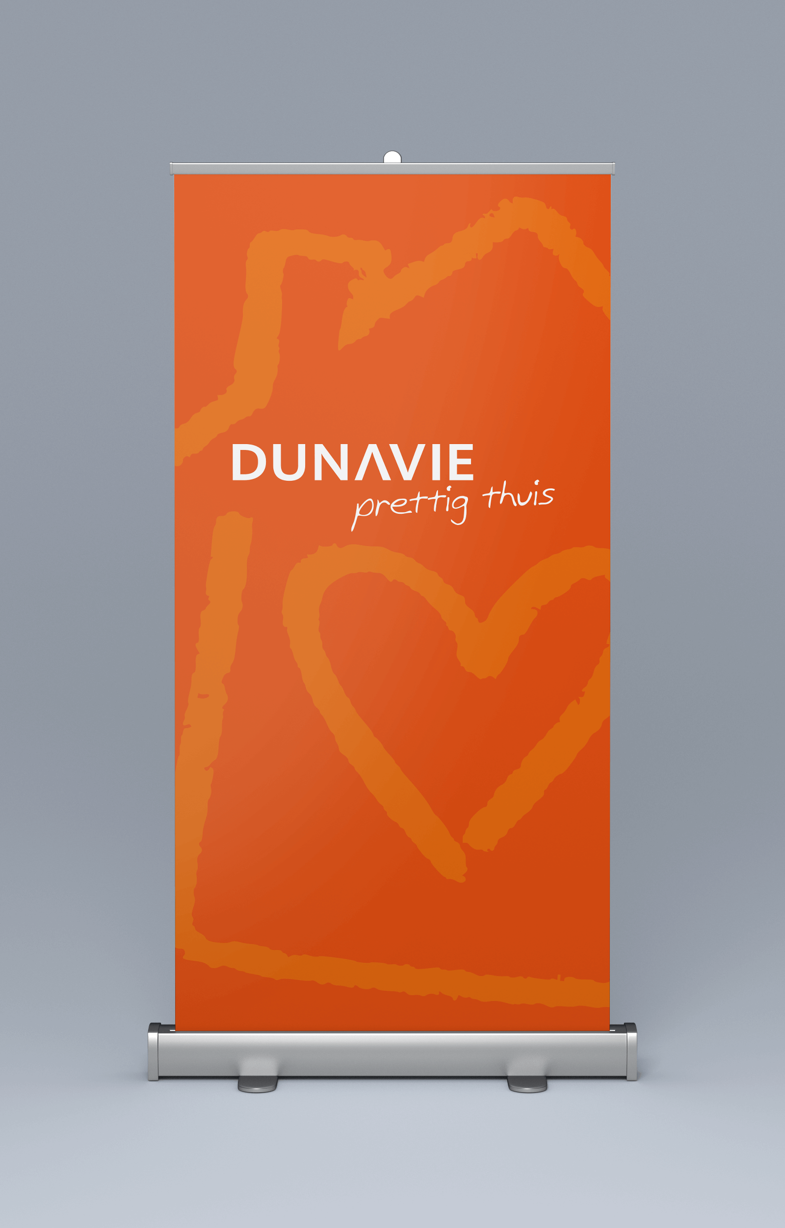 Handgetekende illustratie voor woningcorporatie Dunavie, onderdeel van een moderne en toegankelijke huisstijl