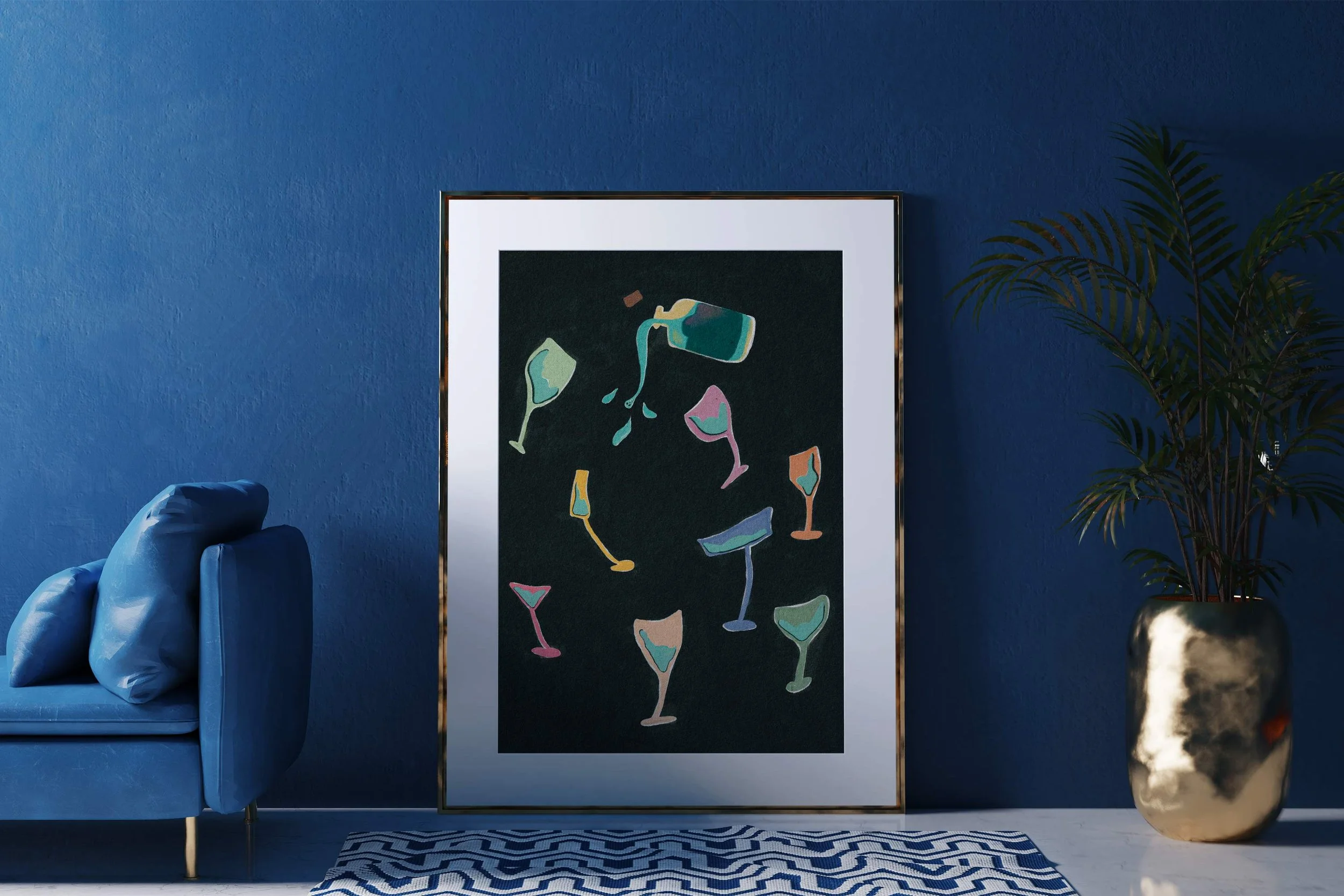 Mock-up drinkverpakking “Goeiemie” – illustratief ontwerp toegepast op flesjes/drankverpakking