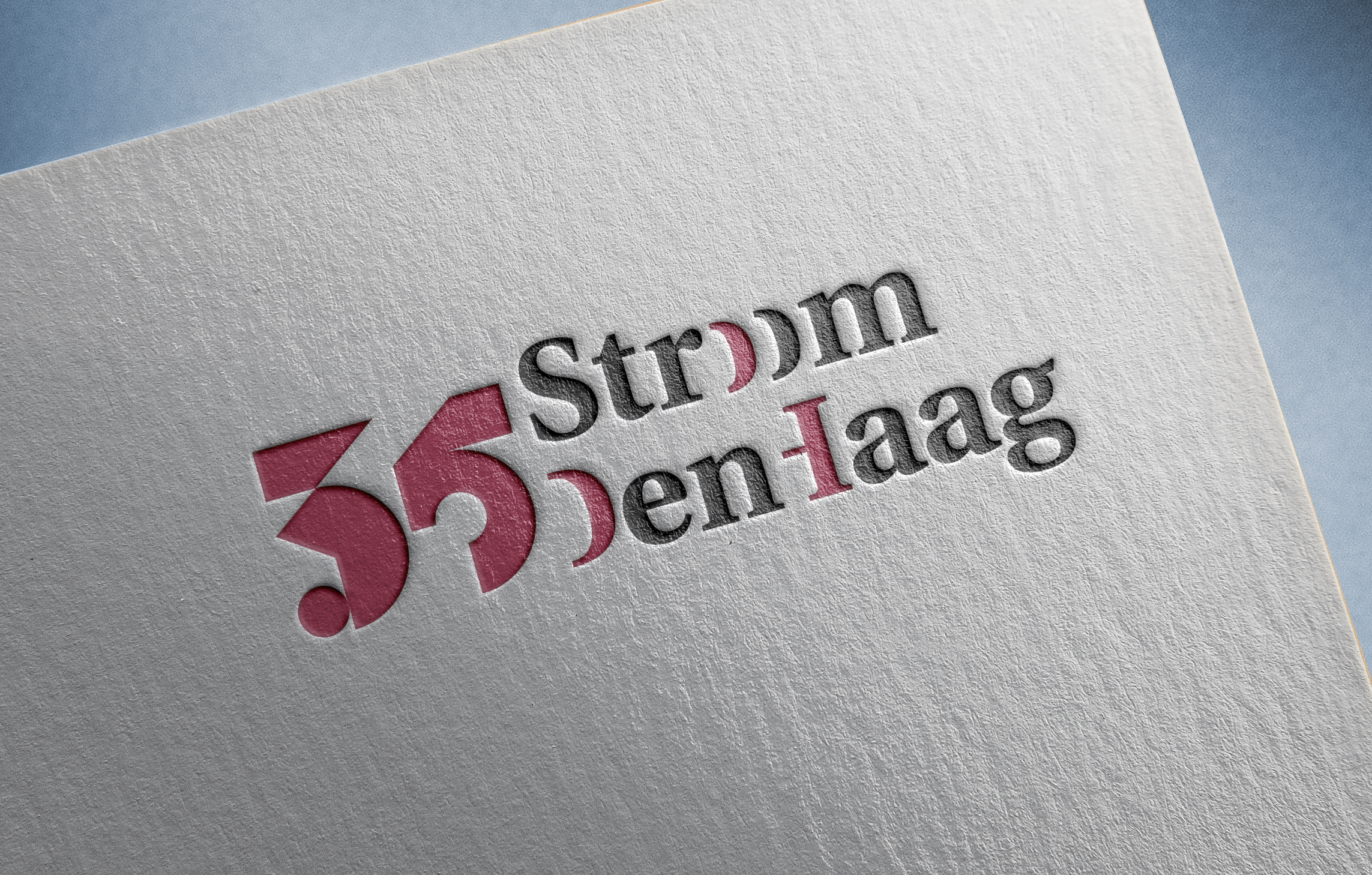 Jubileumlogo ontwerp Stroom 35 jaar – abstracte bouwblokken vormen getal 35 als grafische identiteit