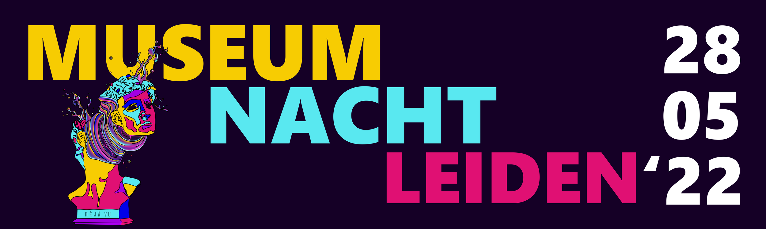 Campagnebeeld Museumnacht Leiden – stylized David-beeld met felle kleuren als visuele branding voor kunstnacht