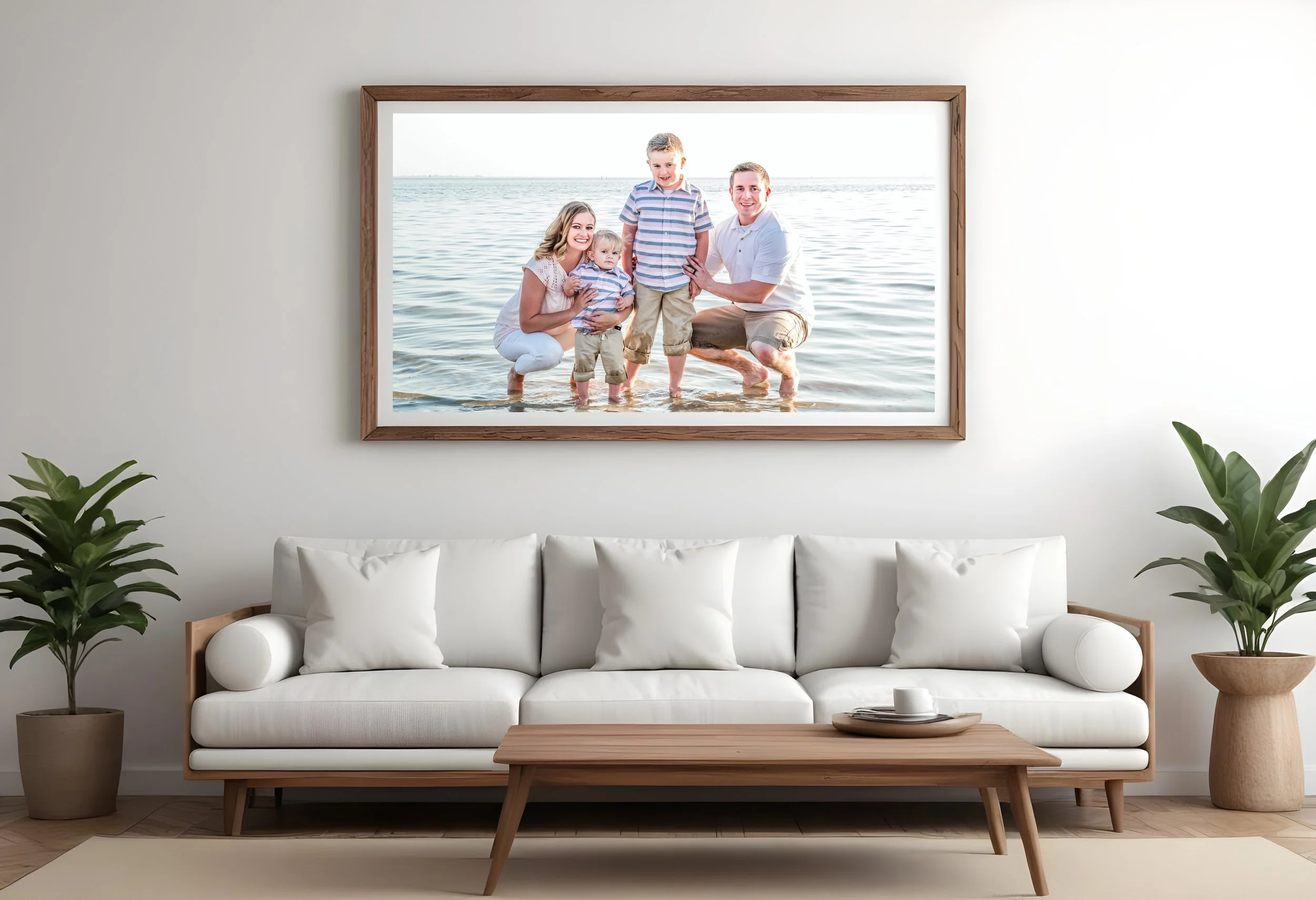 Framed Artwork of a Family on the beach