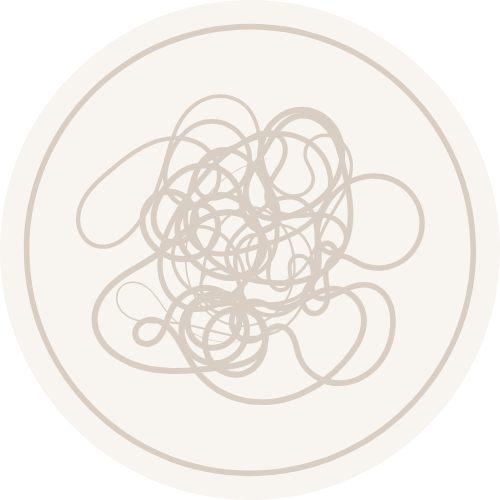 A plate with a tangled mess of spaghetti.