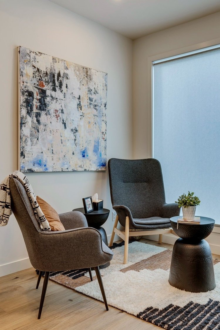 Cozy corner at Creative Sky Psychology in Calgary