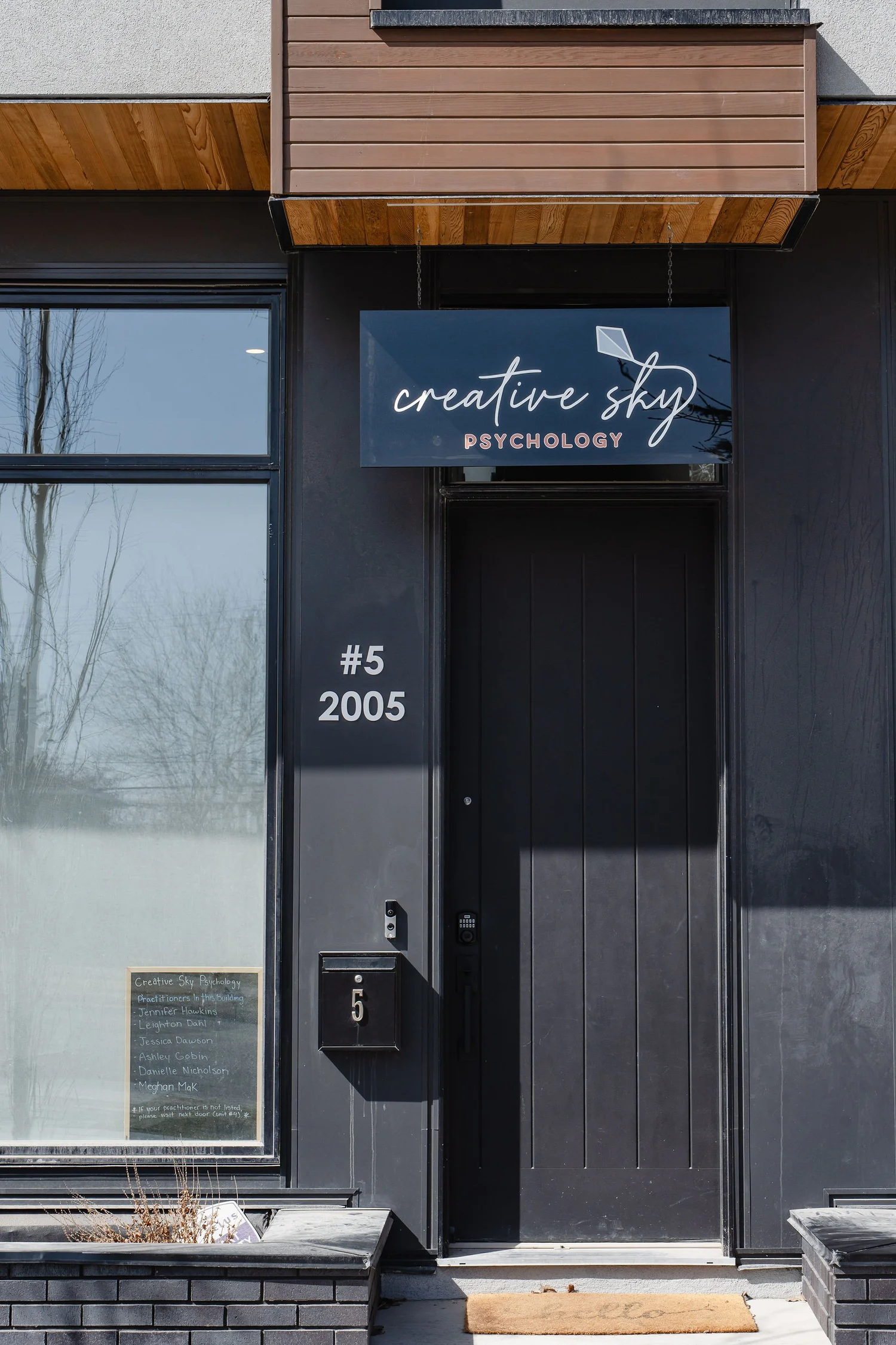 Front entrance of the Creative Sky Psychology clinic in Calgary
