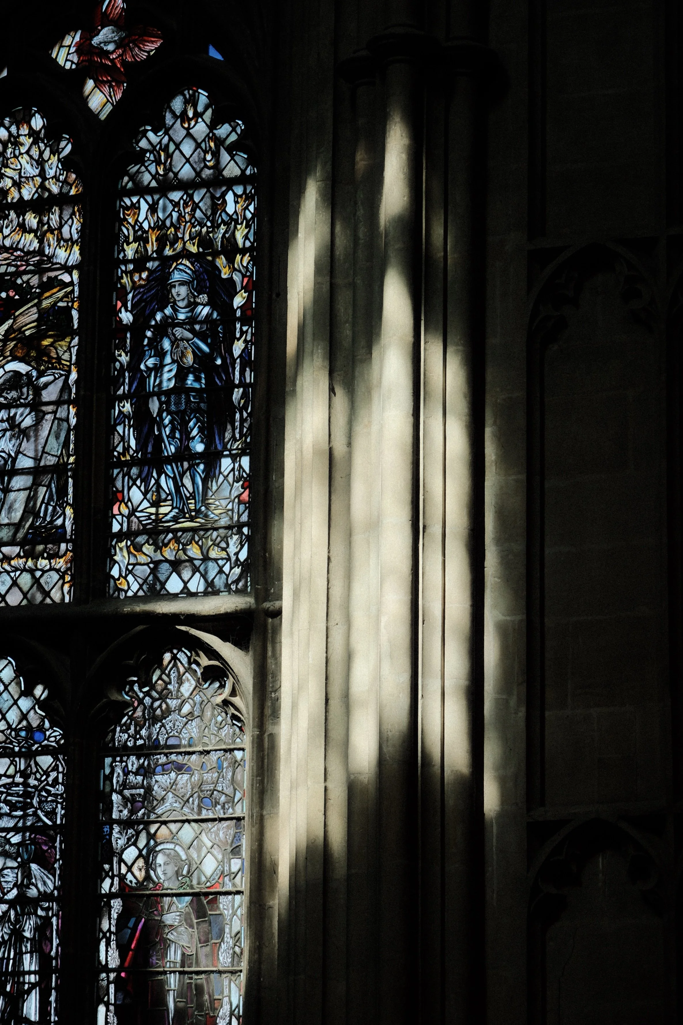 light on the wall of canterbury cathedral