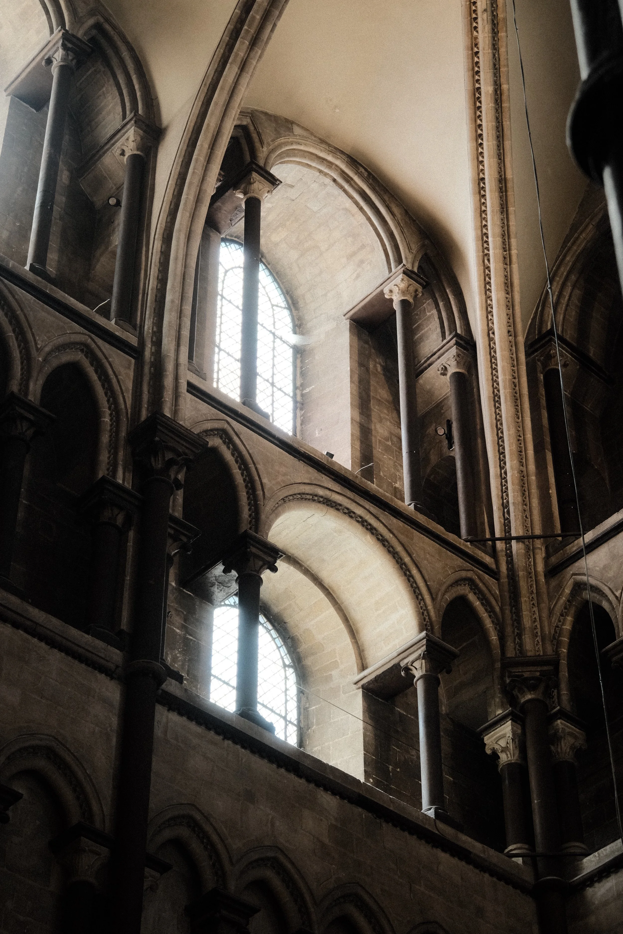 light on the wall of canterbury cathedral