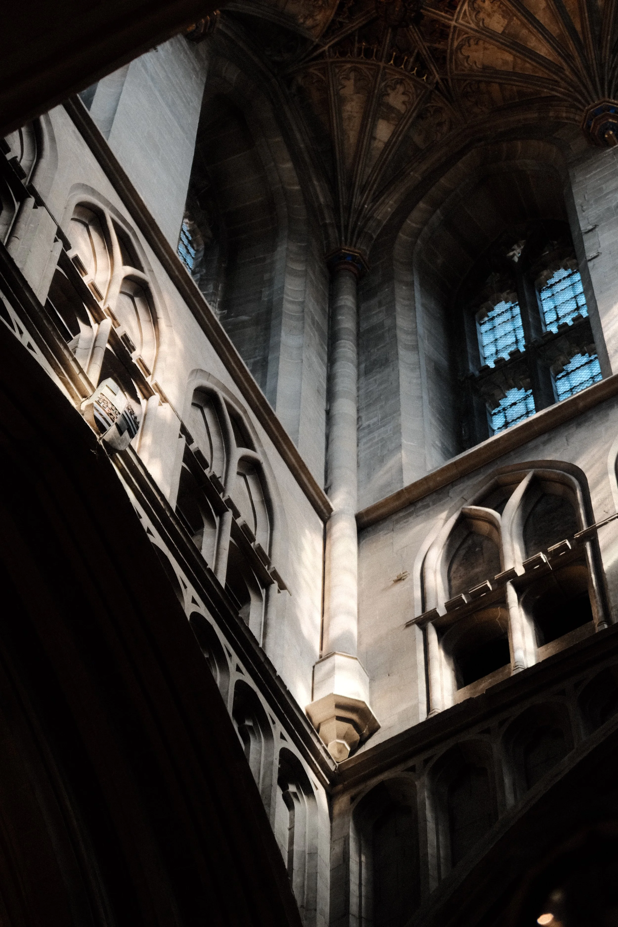 light on the wall of canterbury cathedral