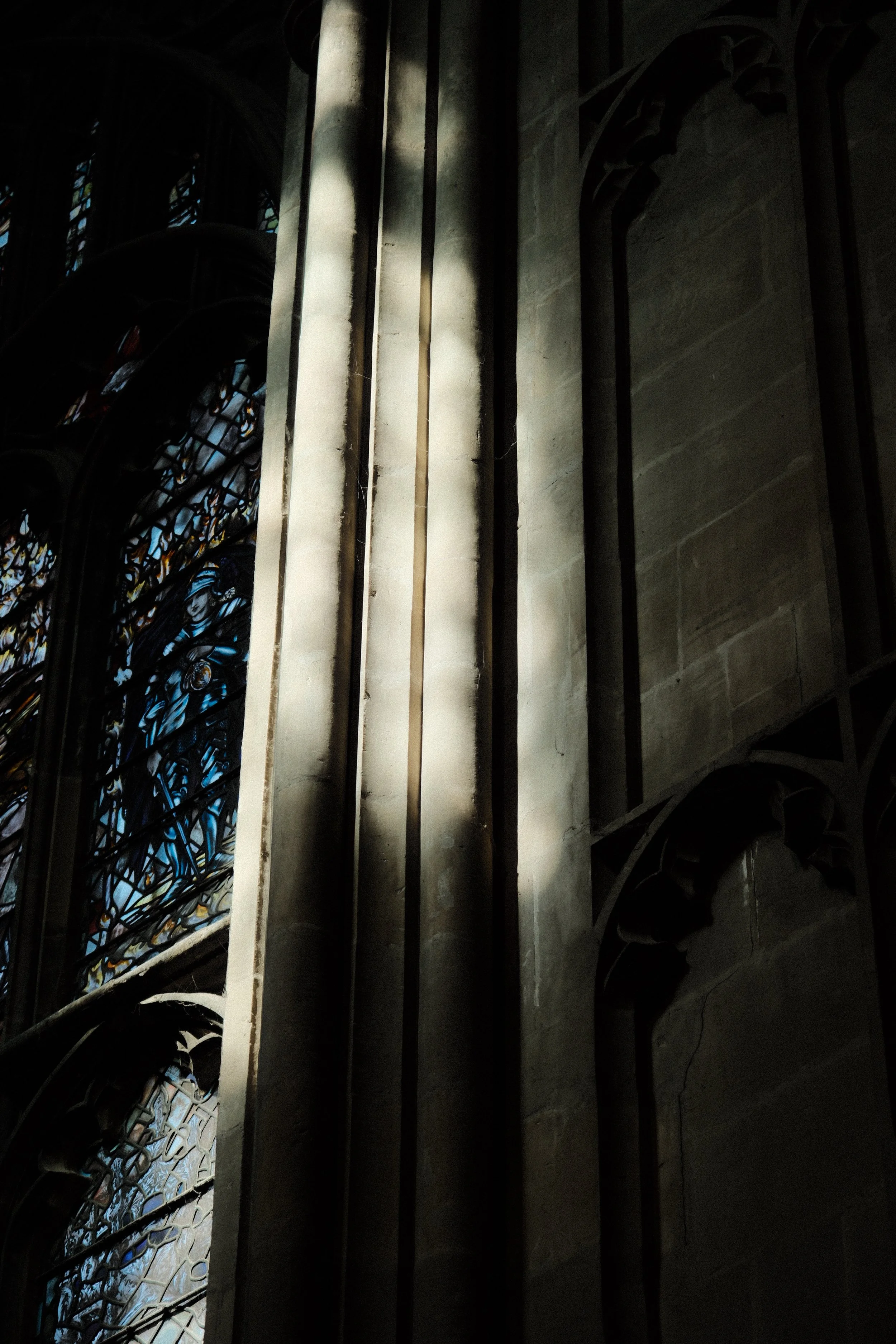 light on the wall of canterbury cathedral