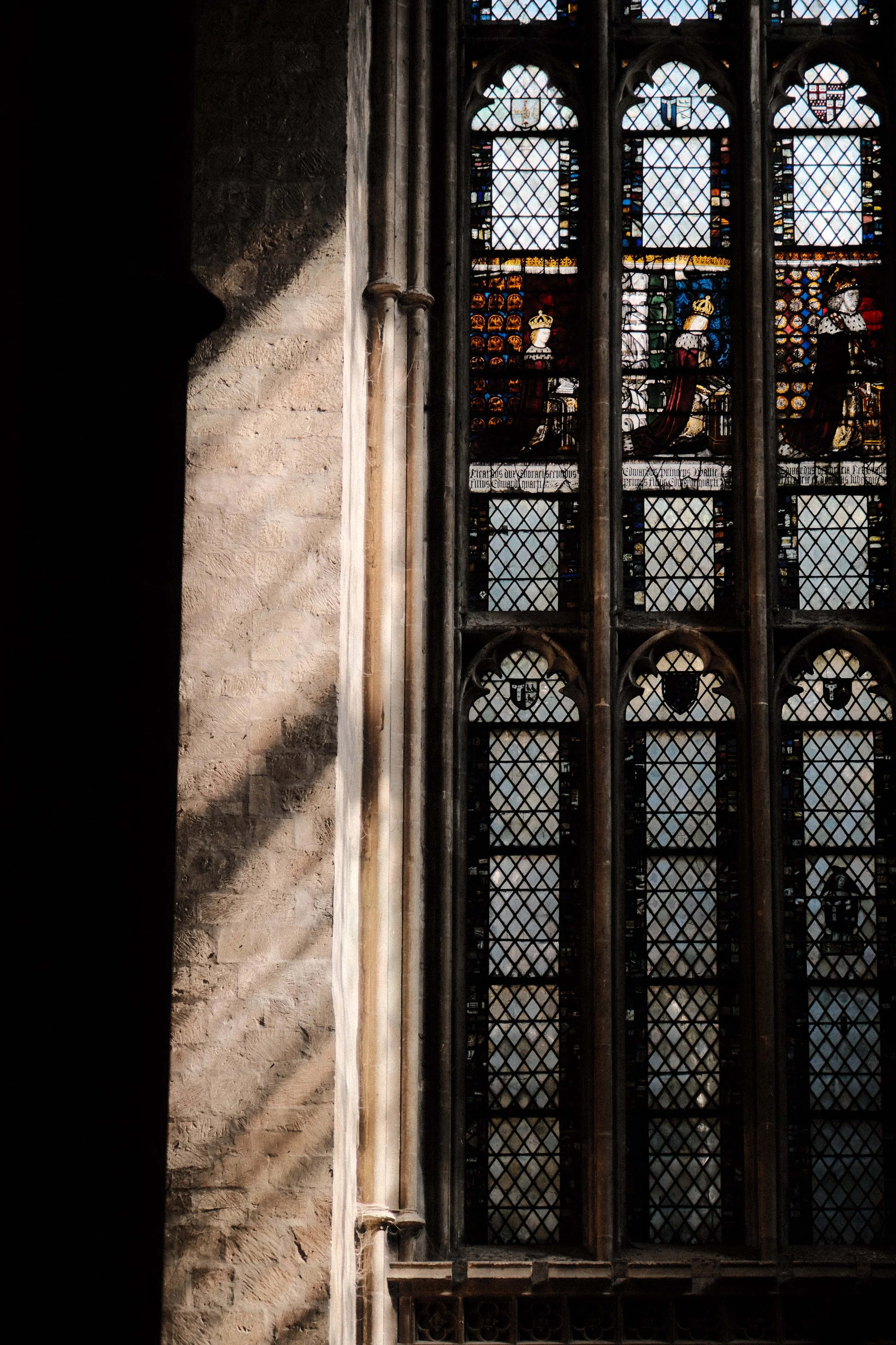 light on the wall of canterbury cathedral