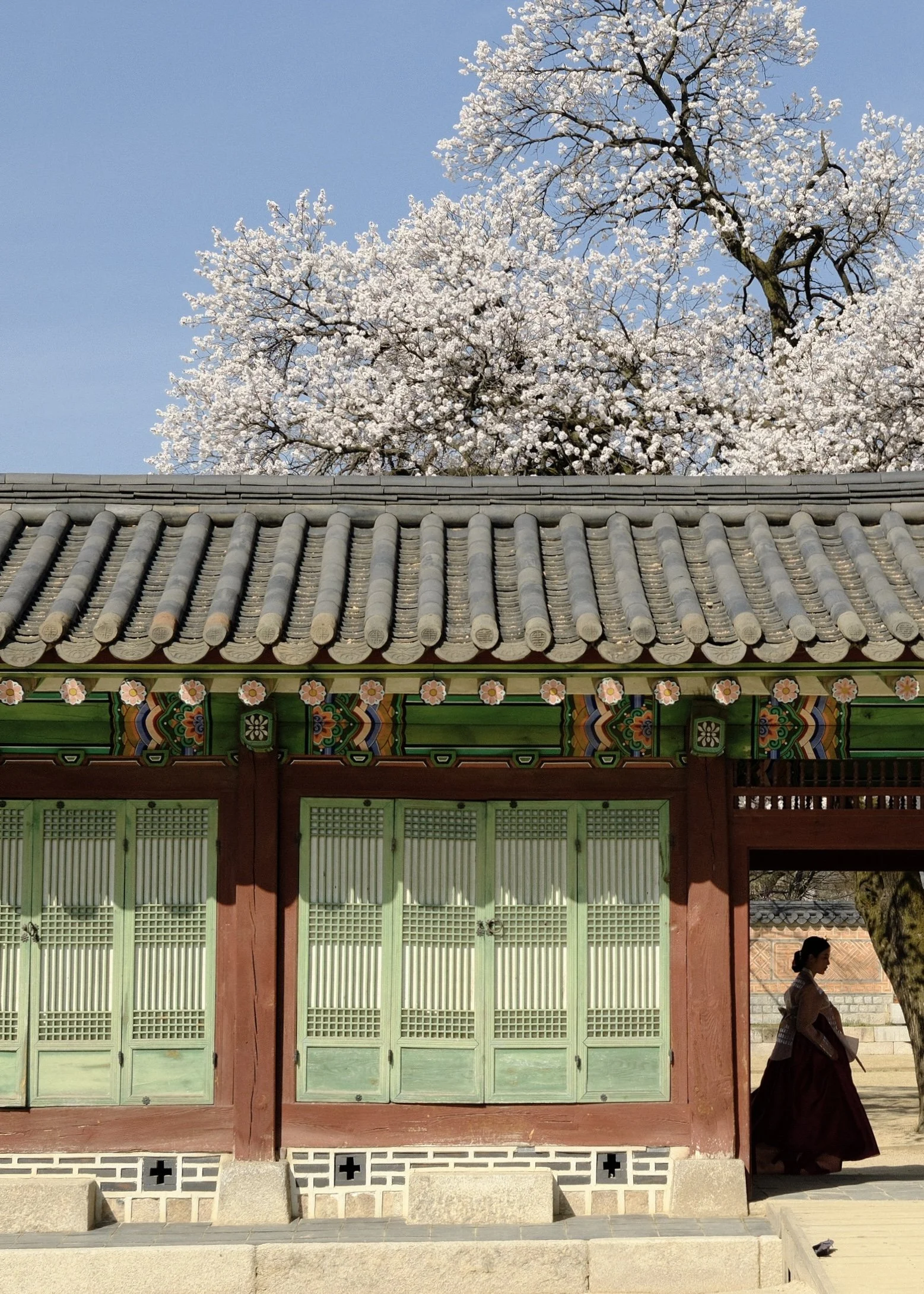 Hanok architecture and Hanbok dress at Gyeongbokgung