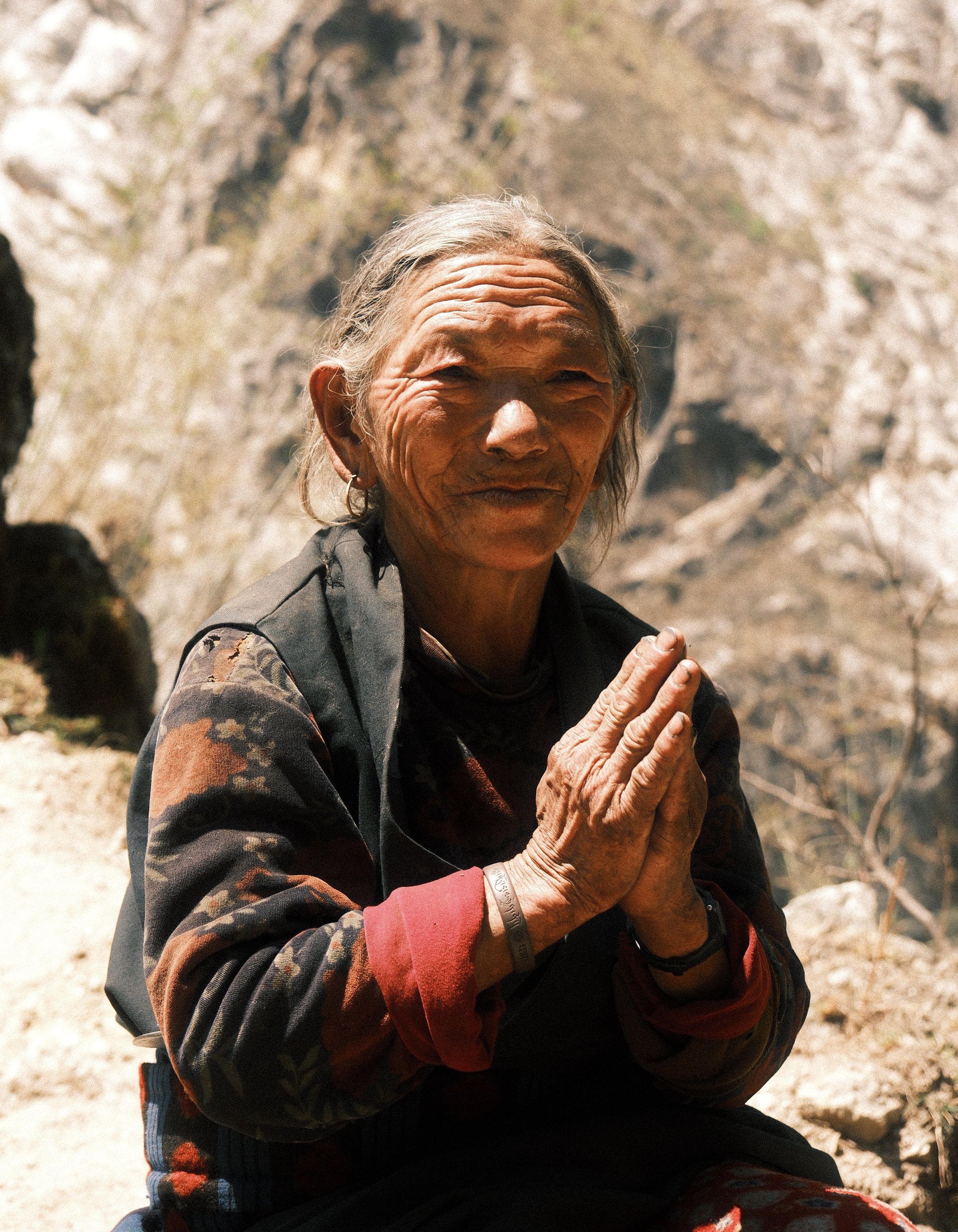 Portrait of a Tibetan woman in Nepal