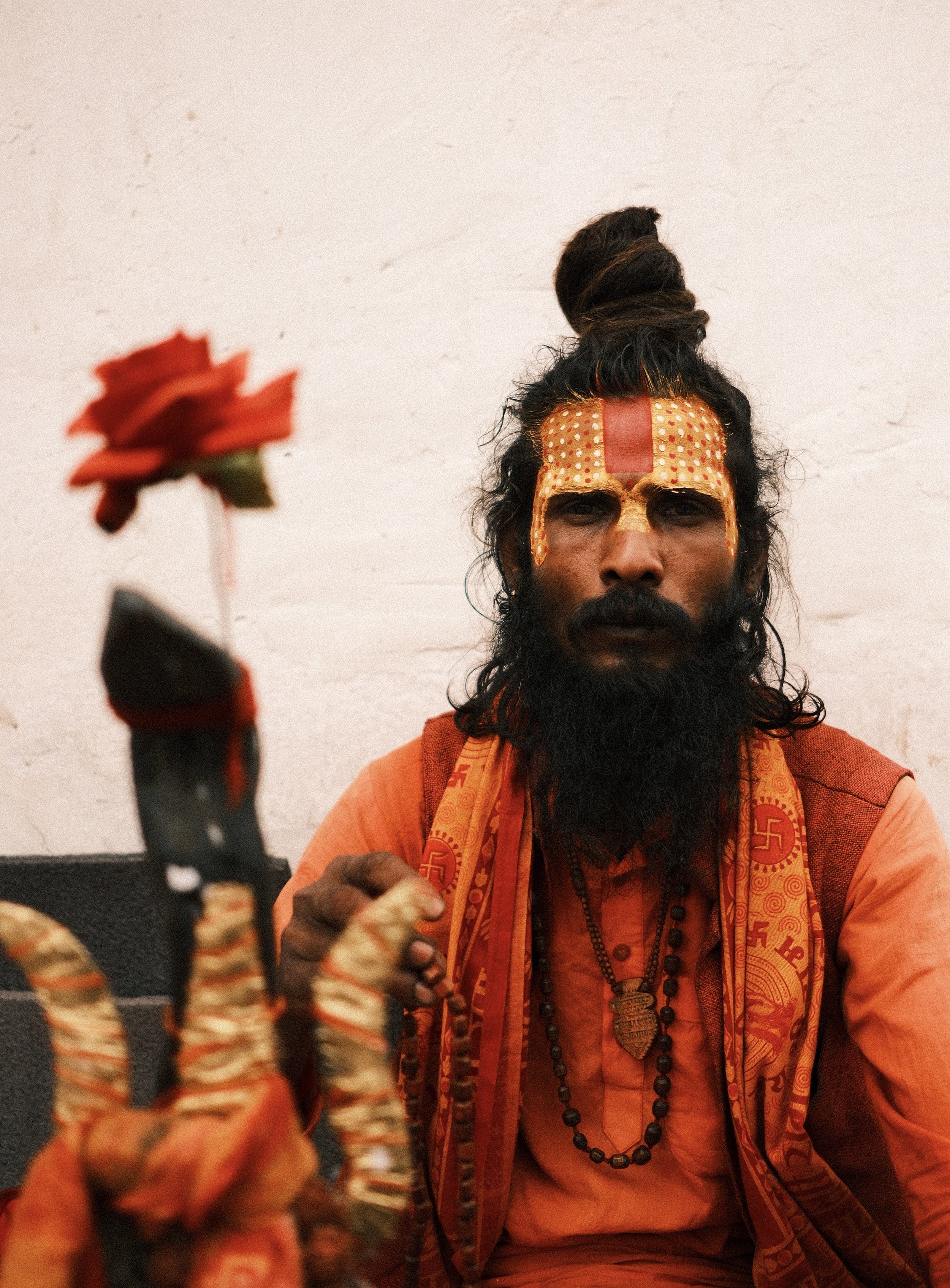 Portrait photo of a Sadhu at Pashupatinath in Kathmandu Nepal