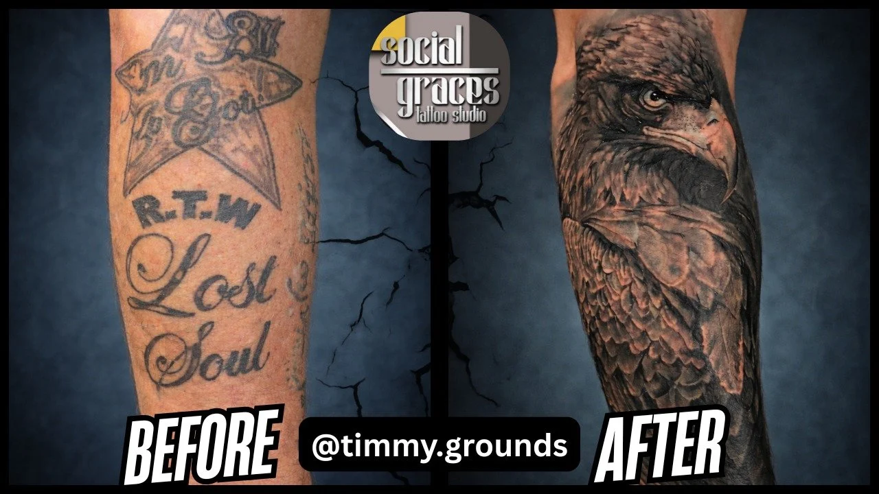 Sometimes a tattoo just needs a second chance. #Coverups let you revisit old work with better tools, better technique, and a clearer vision.

New blog is live, featuring real cover up transformations:
socialgracestattoostudio.com/blog/tattoo-cover-up