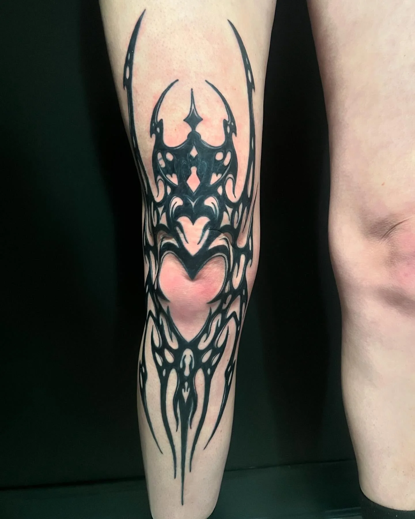knee geometric heart tattoo black tattoo