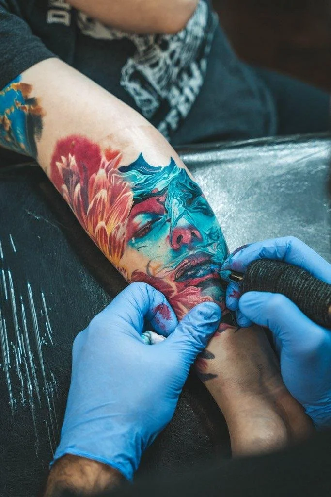 color surrealism woman tattoo