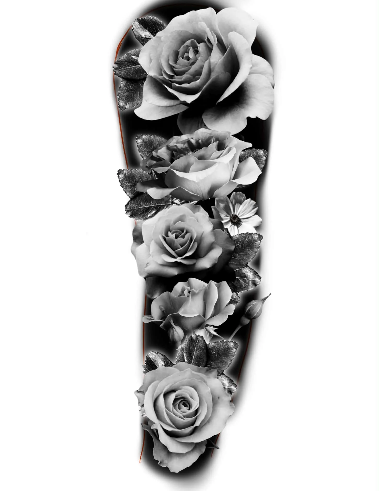 Full Sleeve Black and Grey Floral
