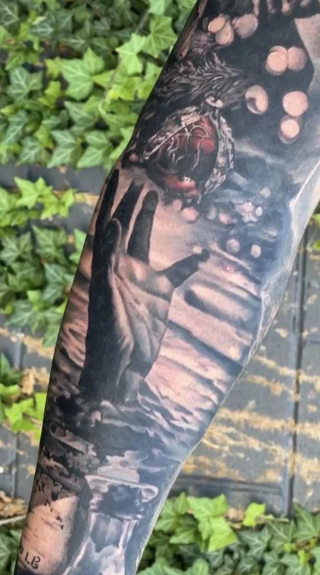 black and grey realism tattoo monochromatic