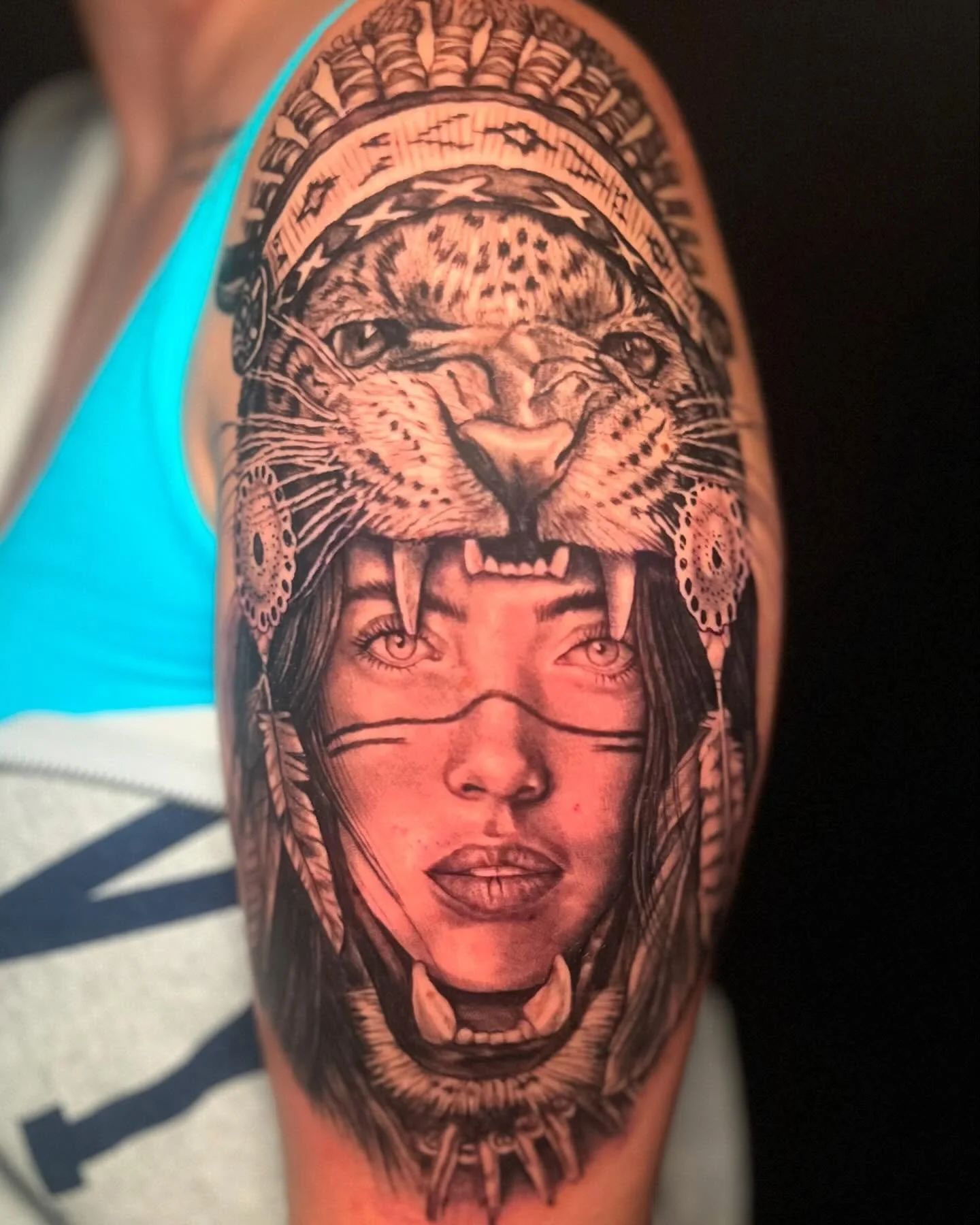 indian bobcat realism tattoo