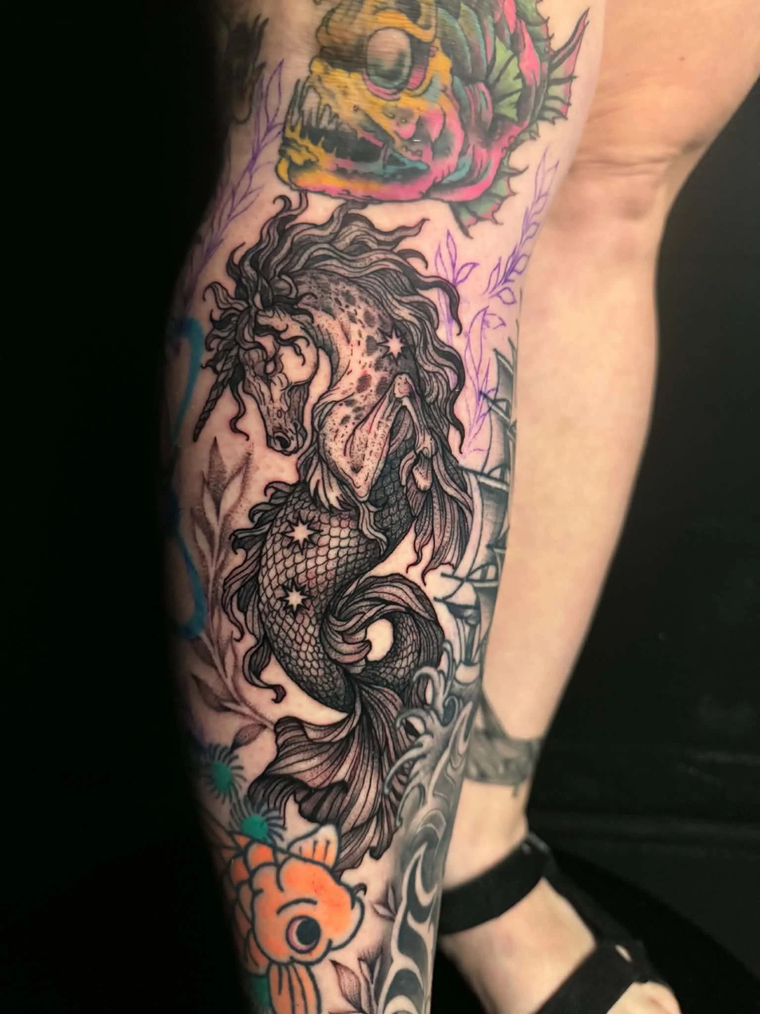 Seahorse Unicorn Black and Grey