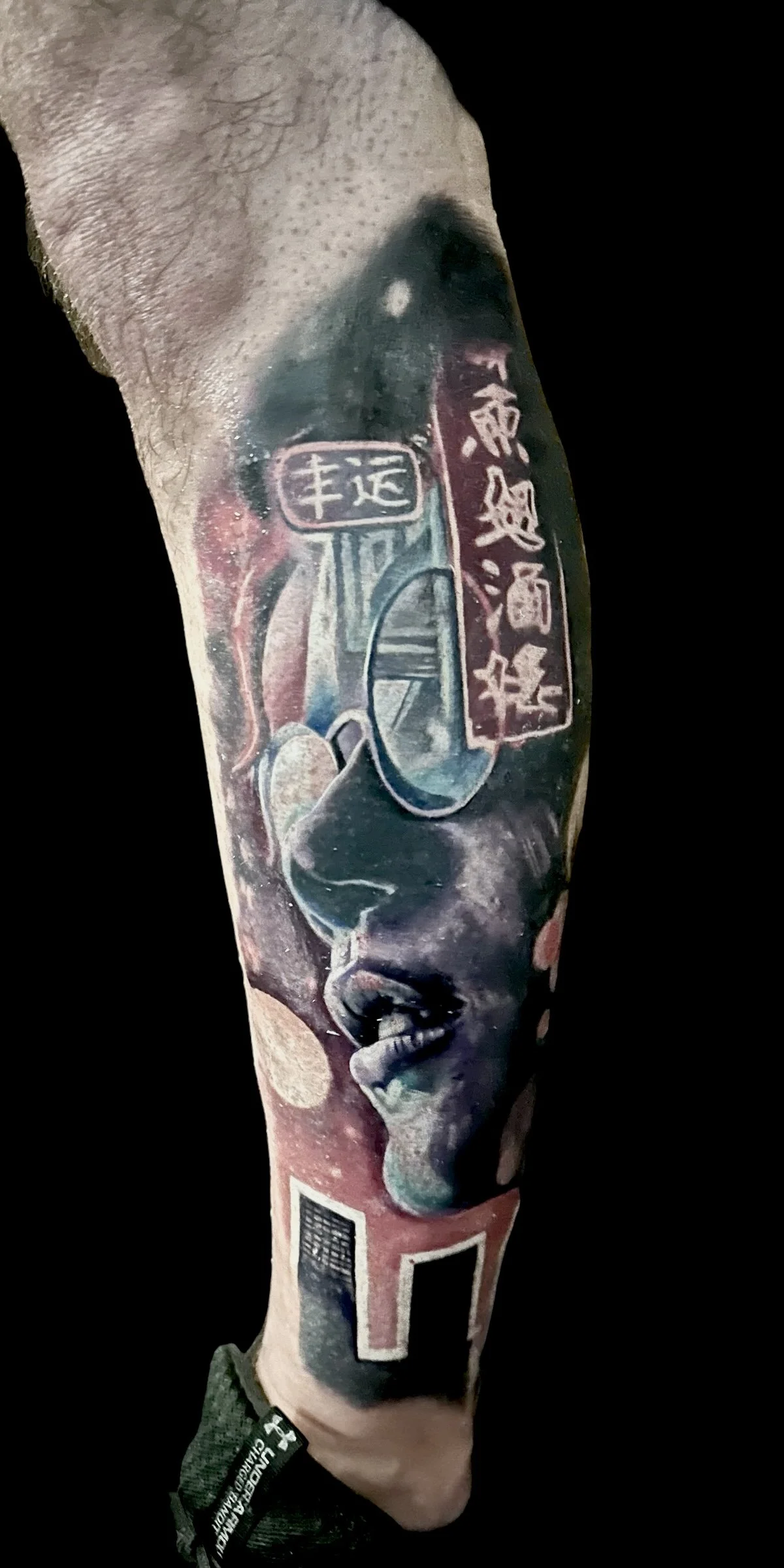 japanese lettering face realism tattoo