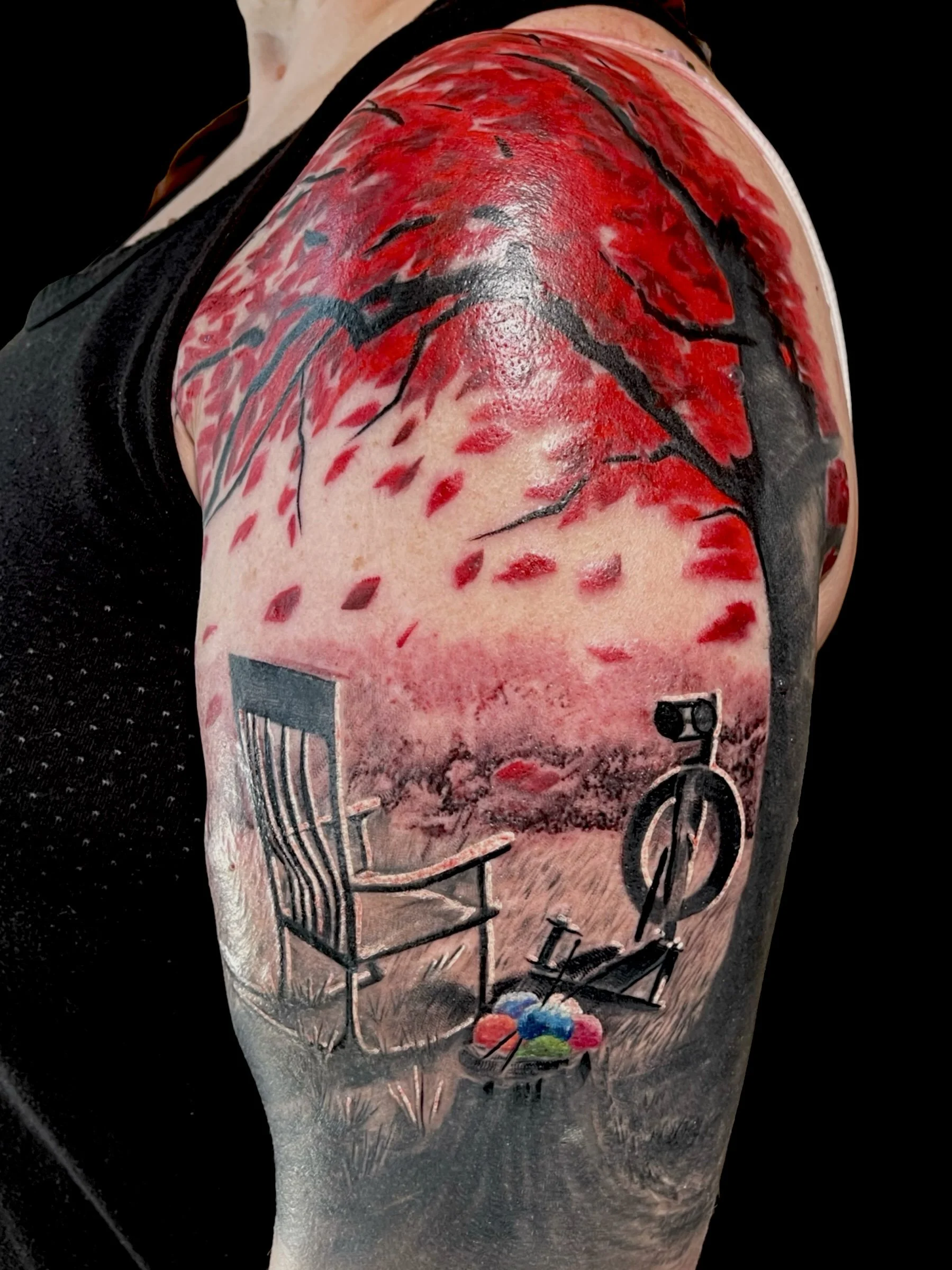 red leaves nature tattoo