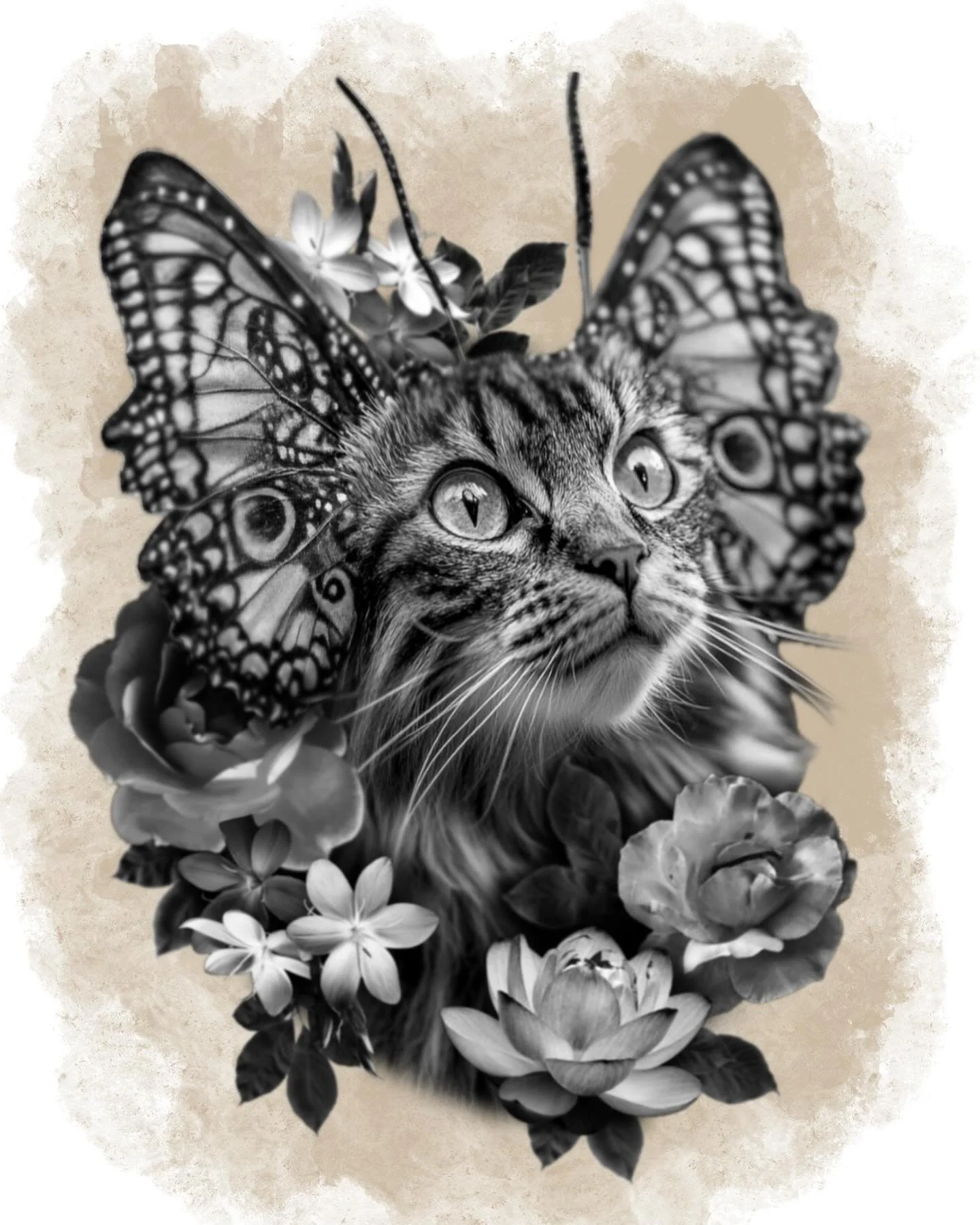 kitten butterfly tattoo realism ideas