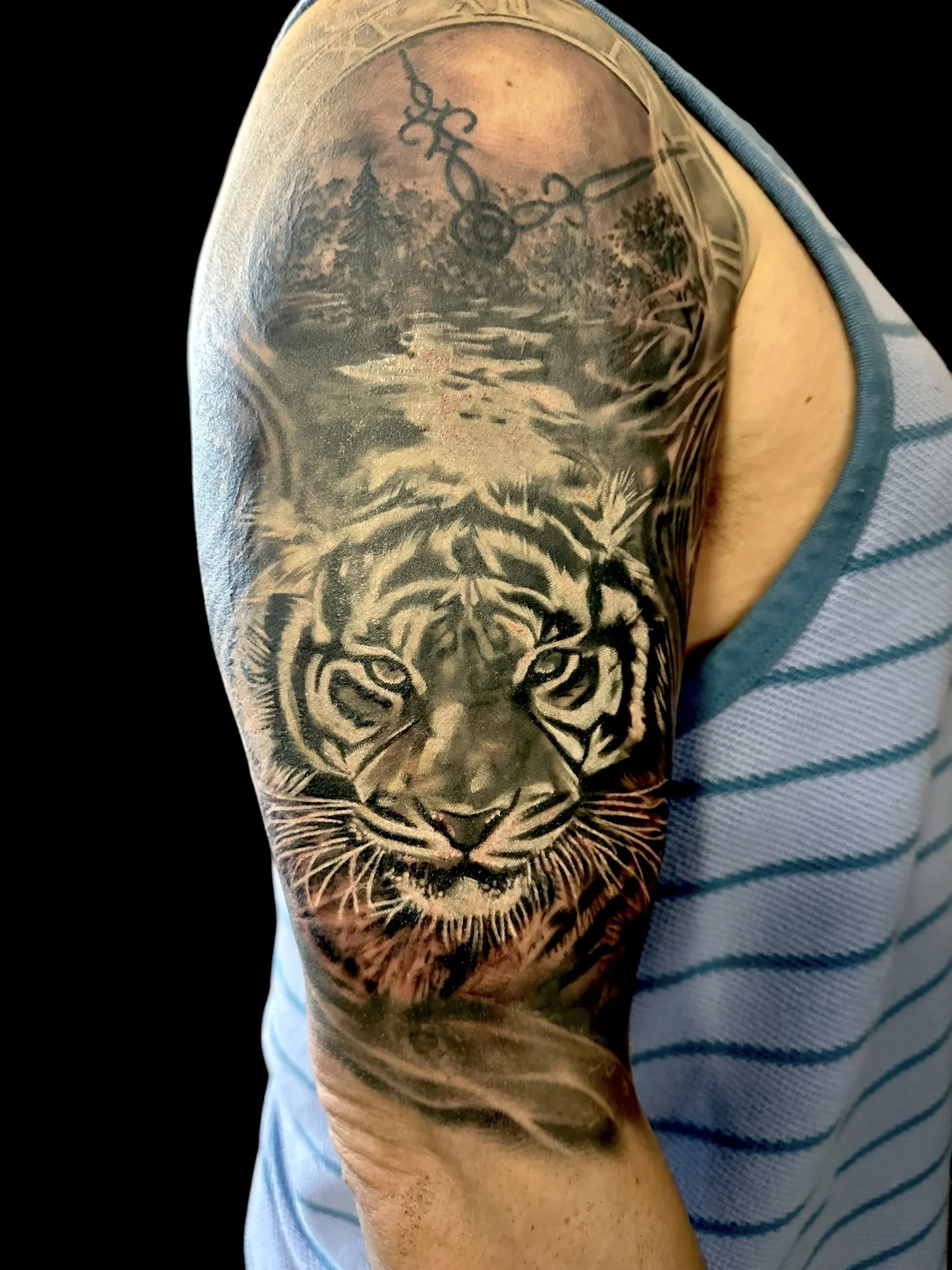 tiger tattoo black and grey