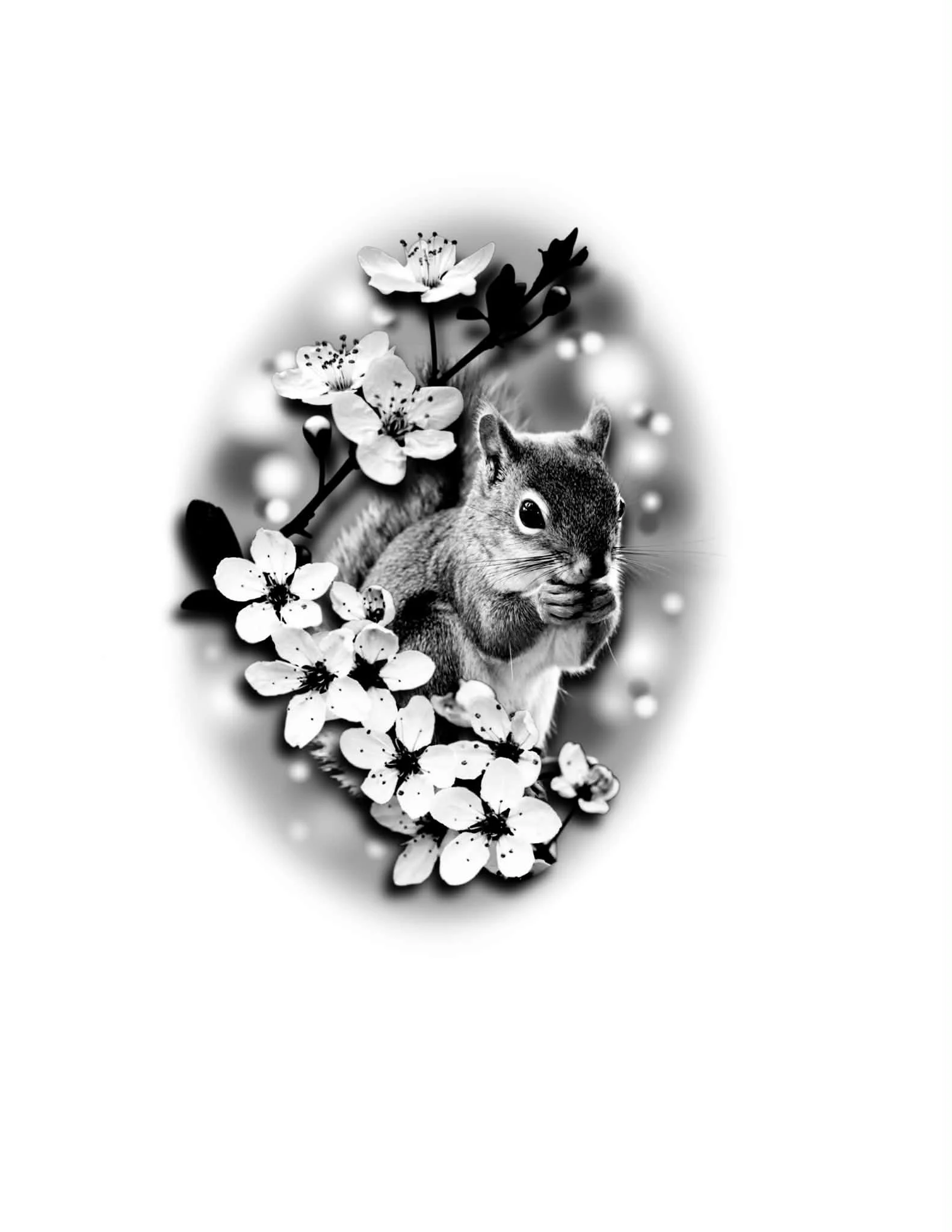Squirrel Tattoo  Black and Grey