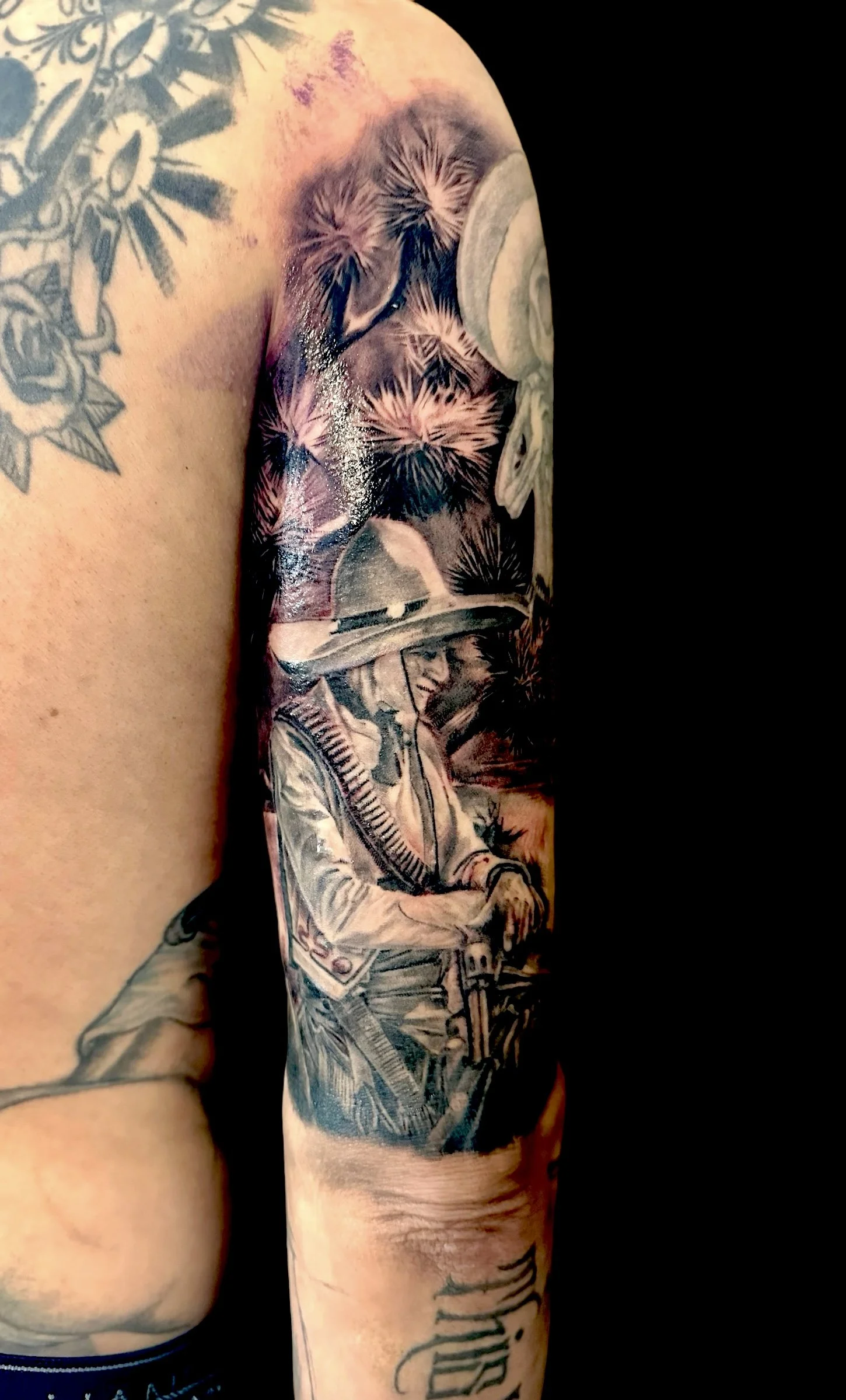 black grey realism western tattoo