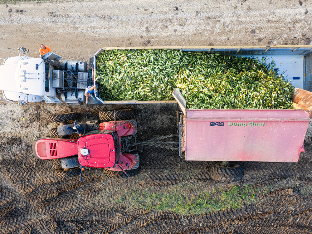 aerial of farm truck showing different types of farm jobs in america