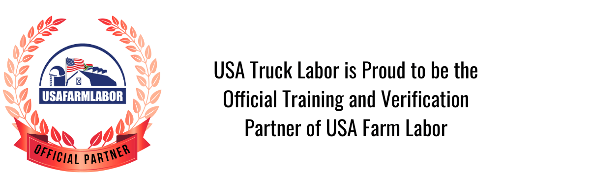 graphic showing USA Truck Labor is the official training partner of USA Farm Labor