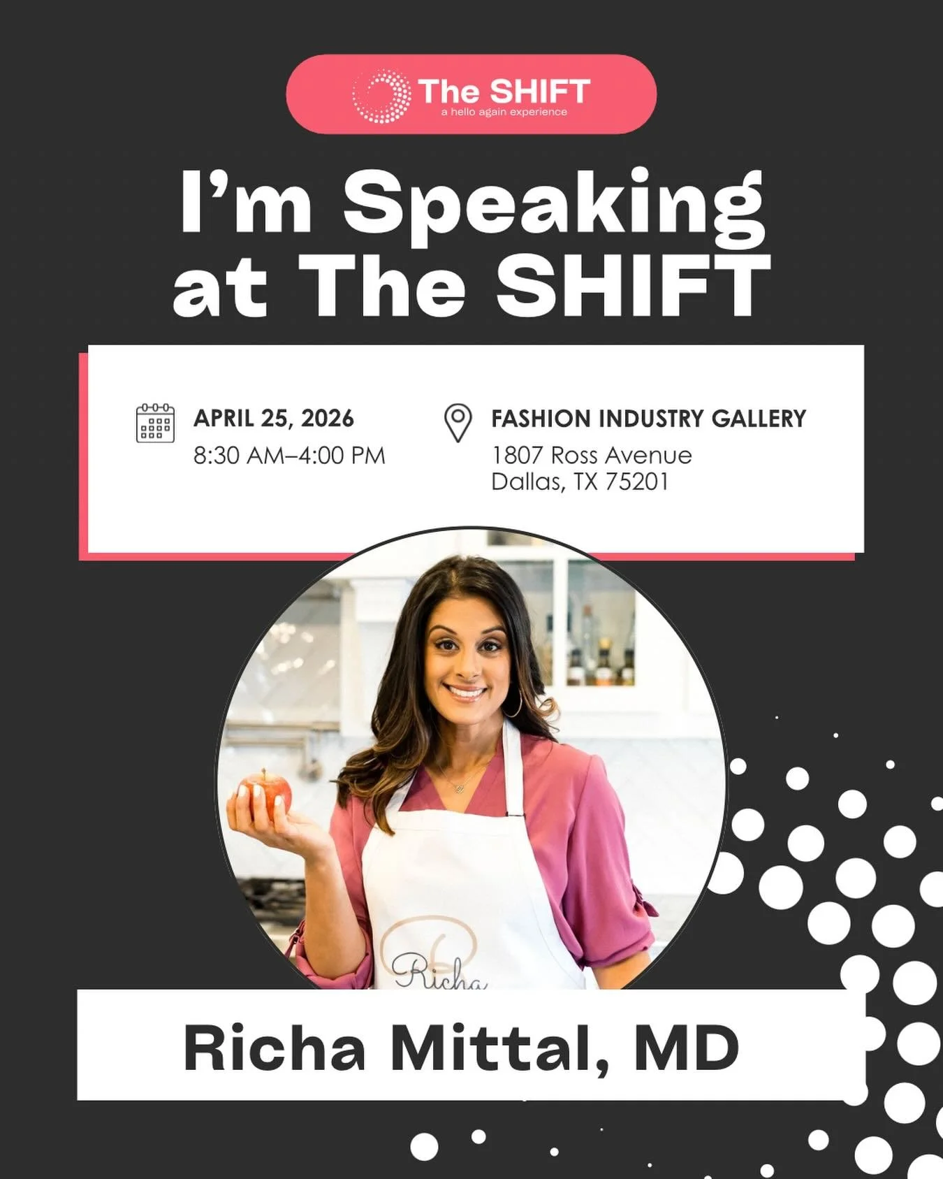 Join us for The SHIFT, a Hello Again Experience. 

📅 April 25, 2026
📍 Fashion Industry Gallery (FIG), Dallas, TX

This year&rsquo;s theme: The Pause: Health Is Wealth.

A full day designed for women navigating midlife health&mdash;with honest conve