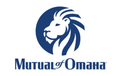 Logo of Mutual of Omaha featuring a lion's head in a blue circle with the company name underneath.
