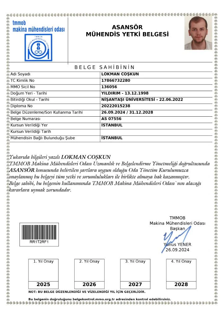 Muhendis Yetki Belgesi