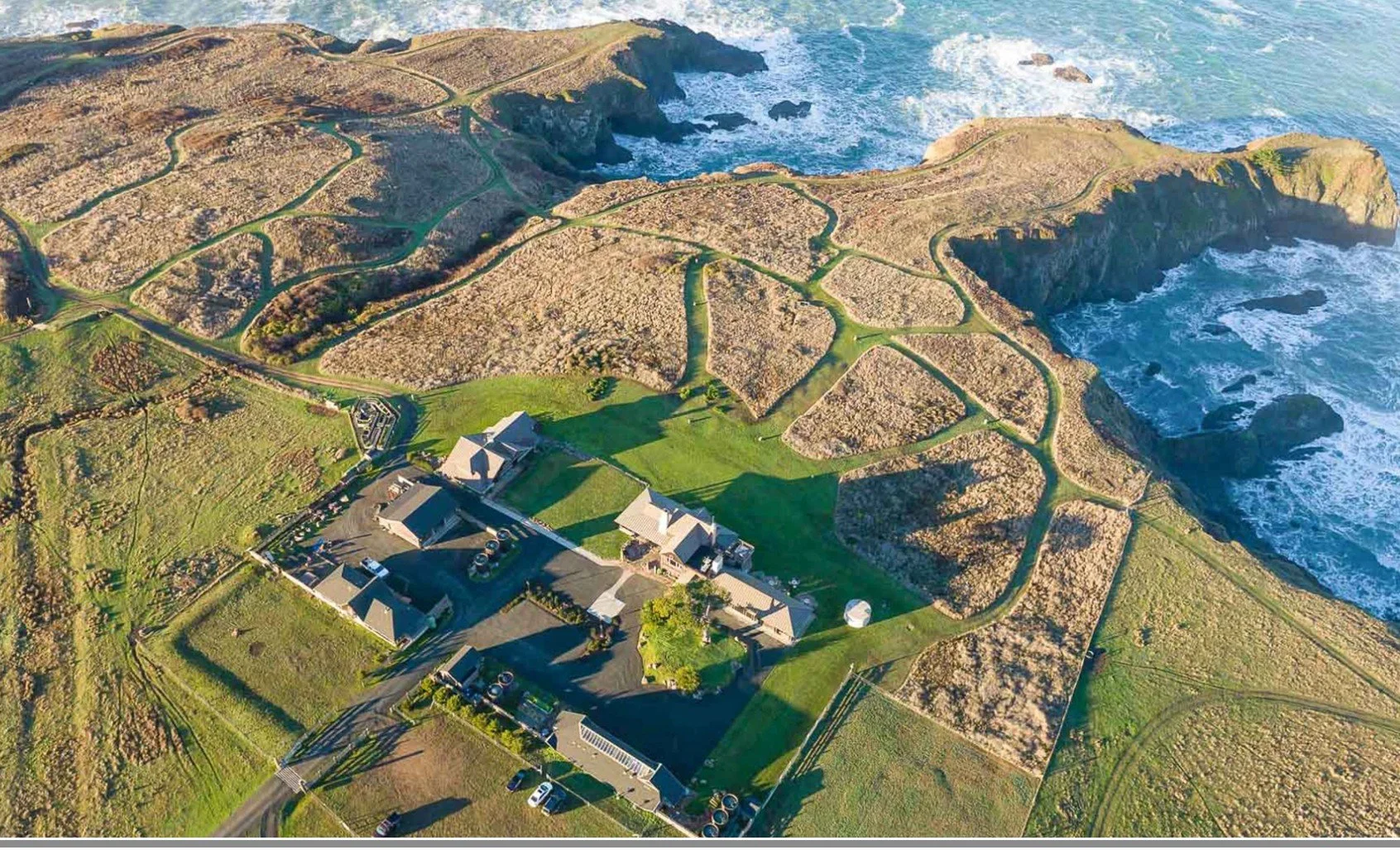 California coast line with sprawling ranch