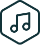 Music note icon inside a hexagon