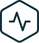 Hexagon outline with heartbeat line icon