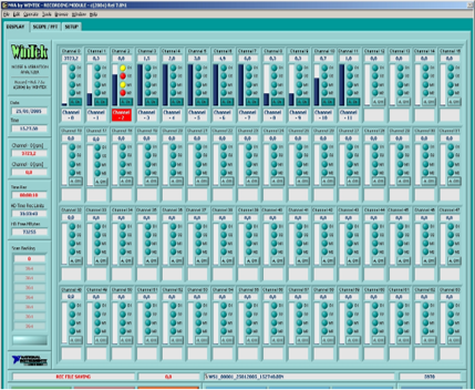 screenshot of WinTek DSP32 256 multi-channel software interface with multiple control modules and settings