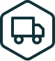 Icon of a delivery truck inside a hexagon