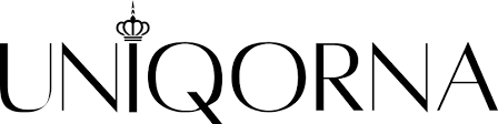 Logotyp med text 'UNIQORNA' och en liten kunglig krona ovanför 'I'.