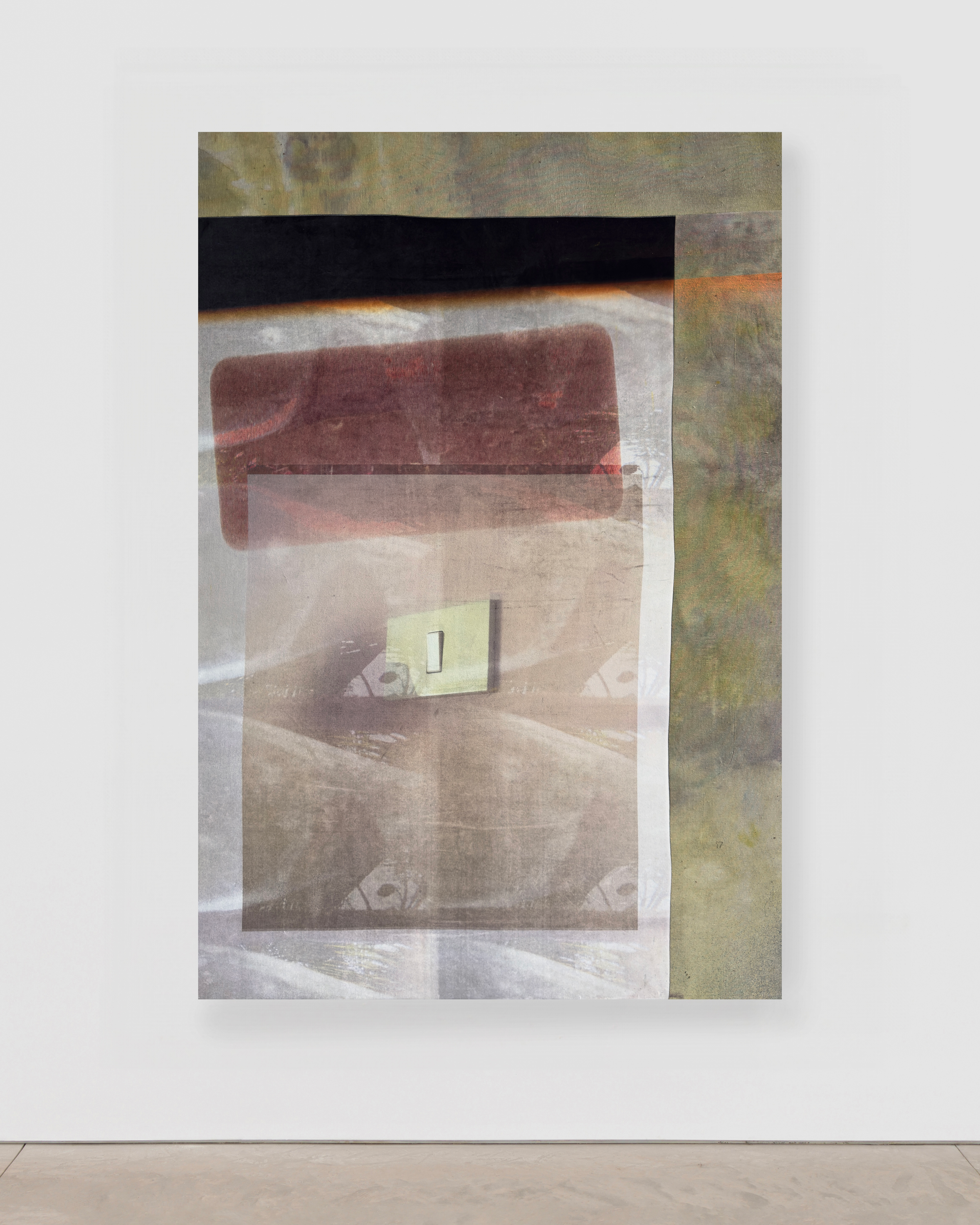 'Interval 10', Ink, oil, pigment print on cotton
149 x 190cm (2026)