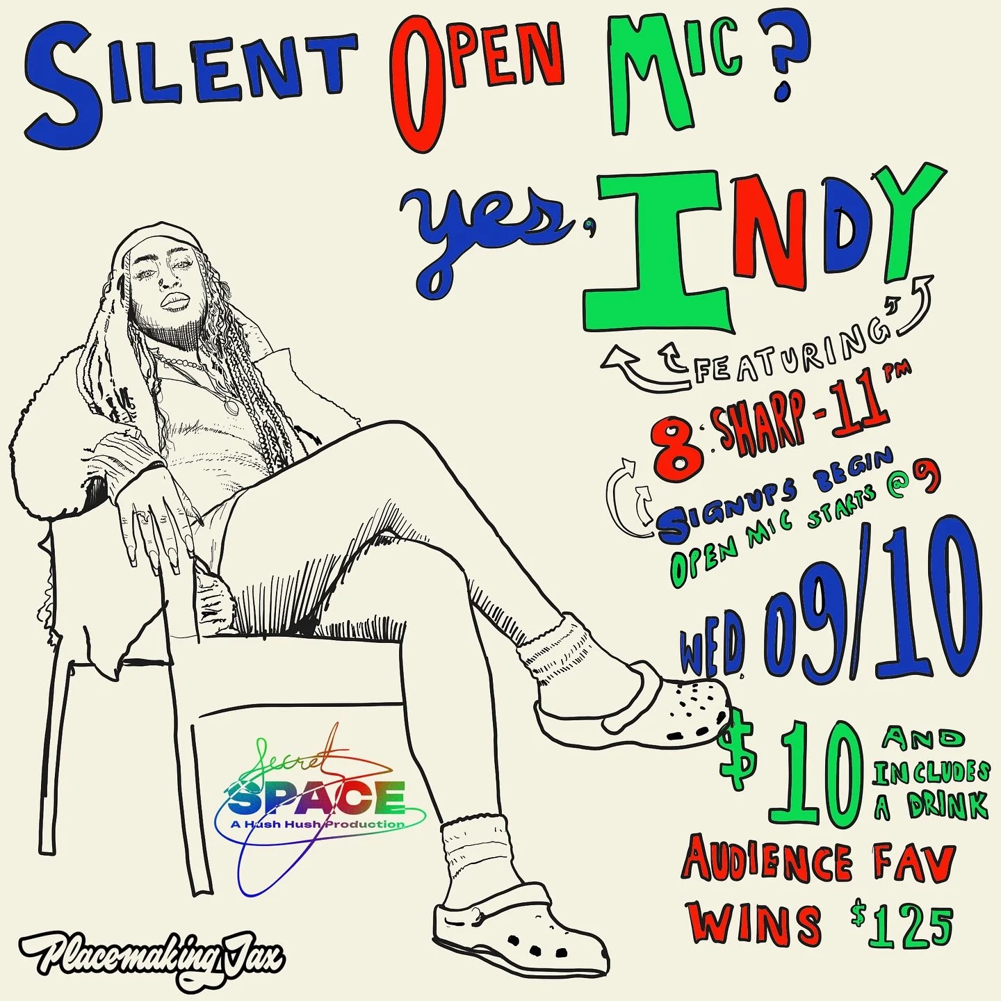 🎤✨ SILENT OPEN MIC &mdash; SEPT 10TH ✨🎤
Monthly every 2nd Wednesday, we take over Downtown Jax at 41 E Duval St for a night of raw talent, bold voices, &amp; unforgettable performances. From rising stars to seasoned vets, this is where artists come