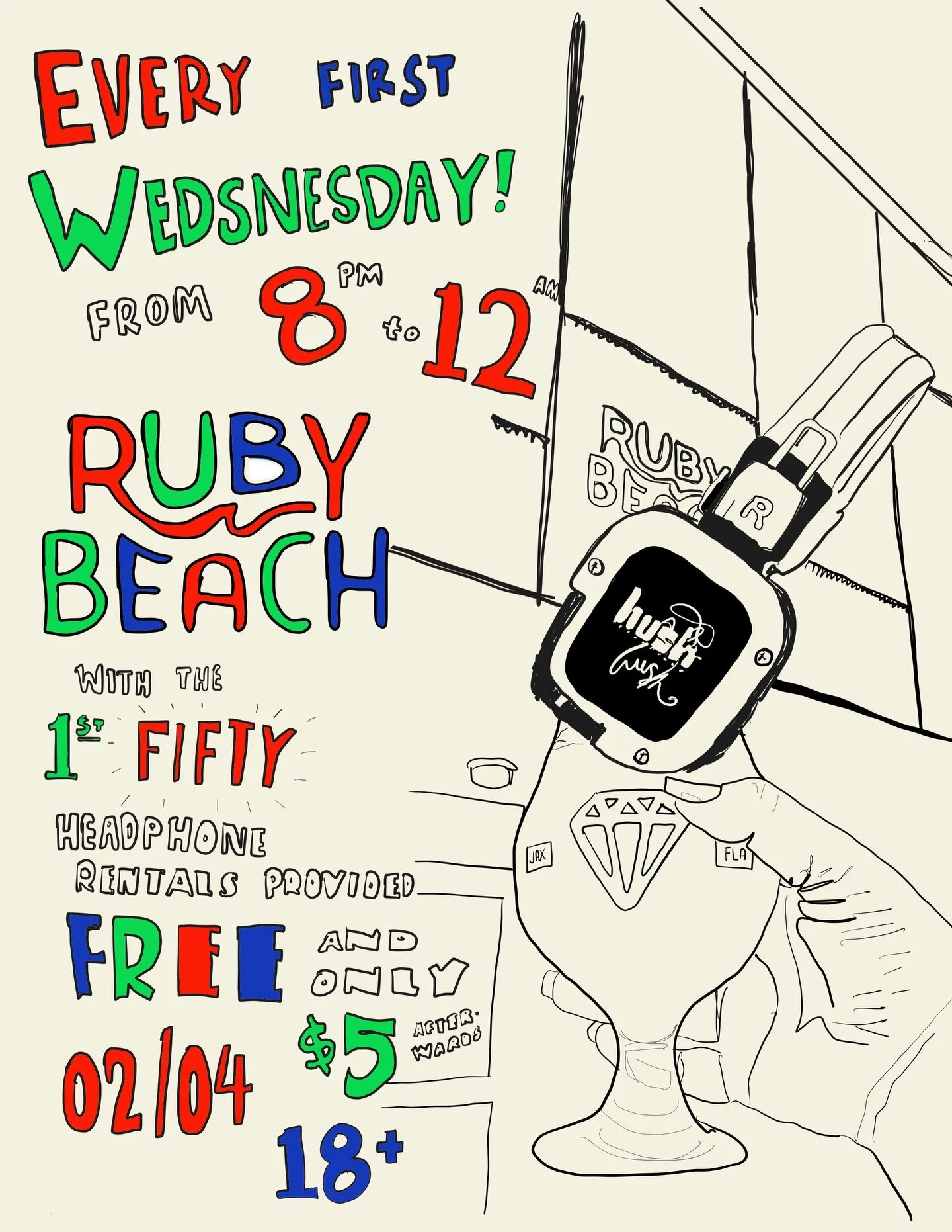 📆 FEBRUARY 4TH | Make Ruby Beach Brewing your next Art Walk stop and keep the night going on the dance floor 🎶

Join us in Downtown Jacksonville every first Wednesday of the month after Art Walk for Silent Disco at Ruby Beach Brewing. Grab a drink,