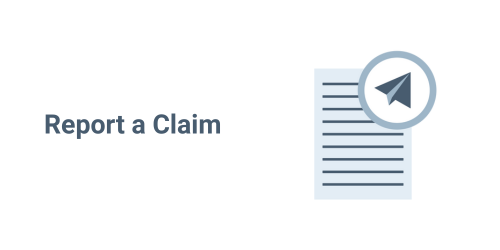 A rectangle that says "Report a Claim" and a document with a send icon.