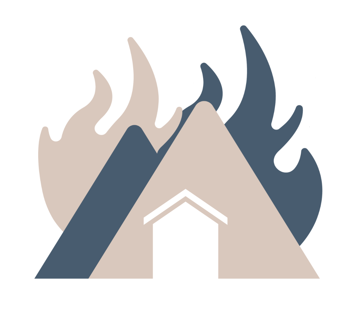 House in the mountains on fire.