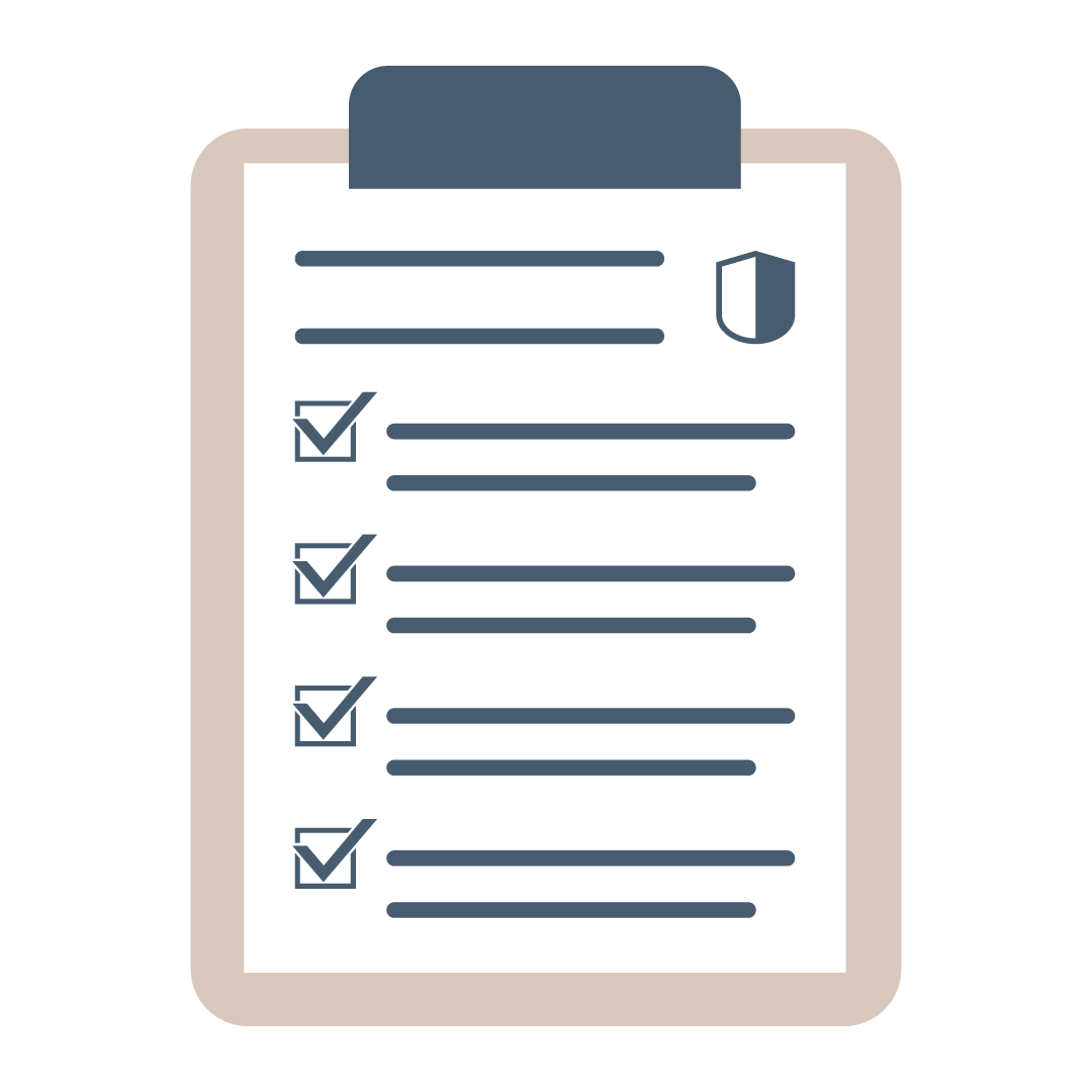 Clipboard with checkmarks on it.