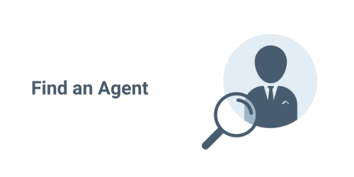 A rectangle that says "Find an Agent" with a person with a magnifying glass icon.