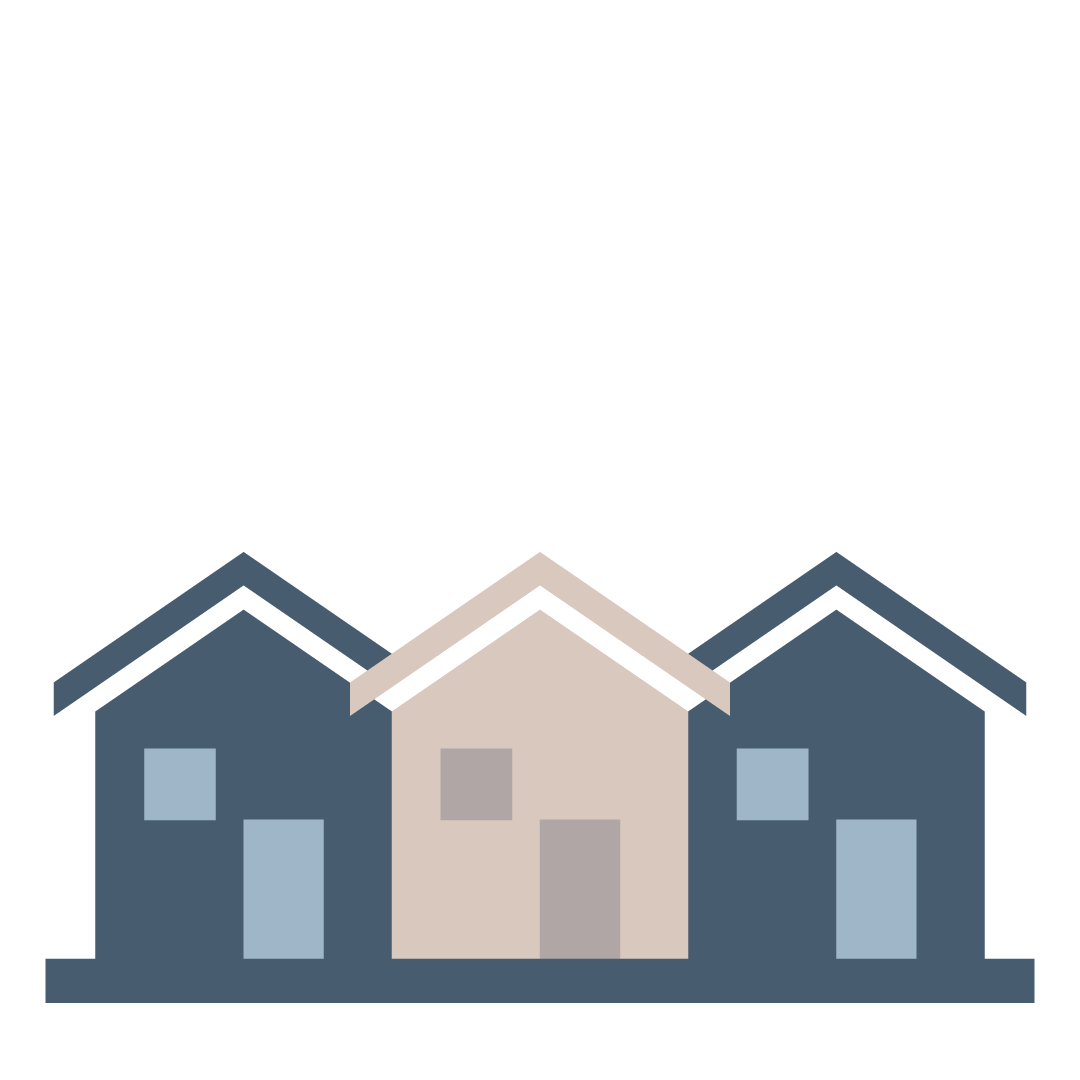 Three residential homes side by side.